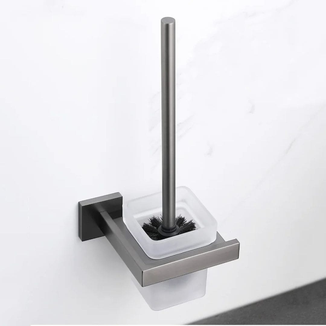 Conjunto Completo de Acessórios para Banheiro 5 Peças Inox - Toalheiro Grafite Escovado