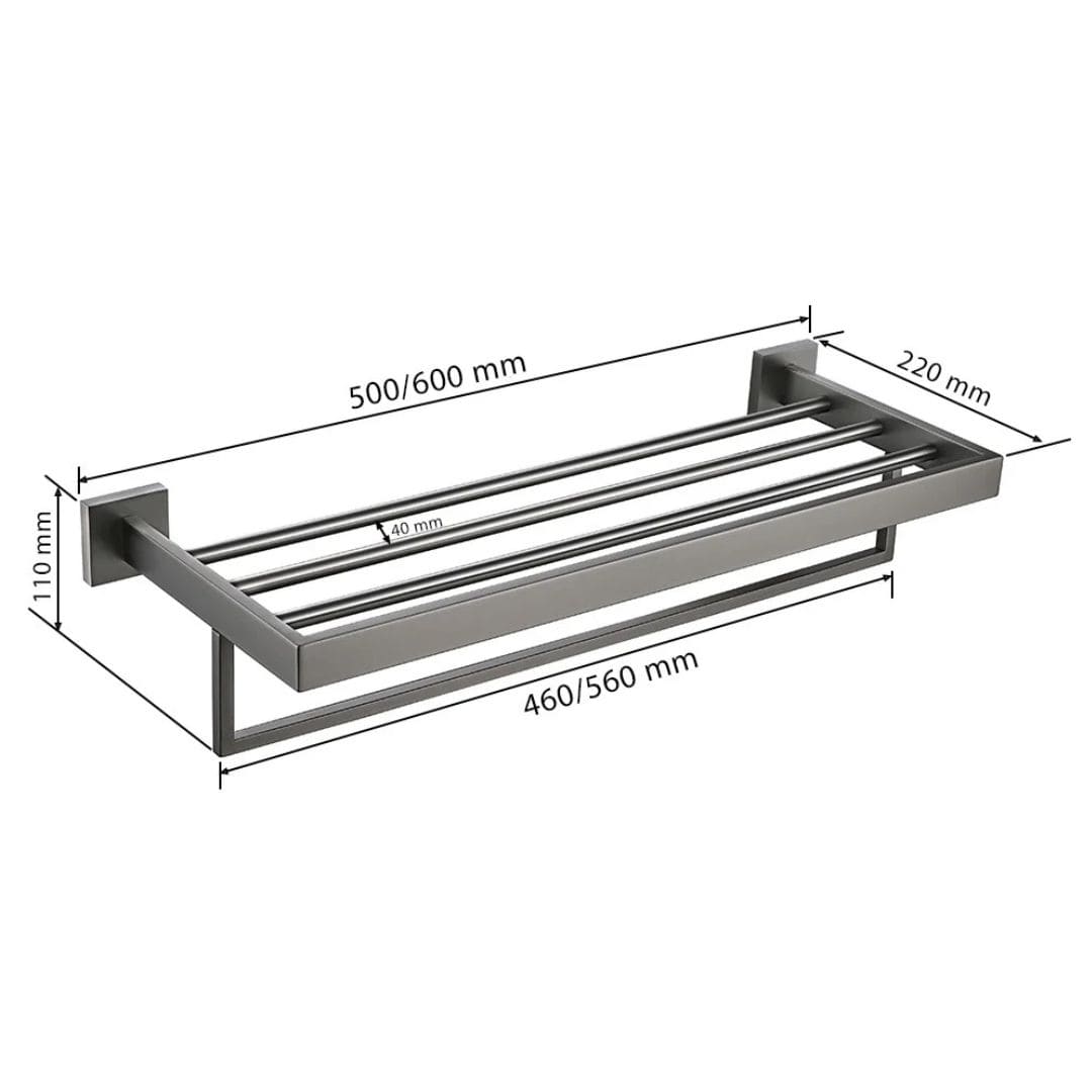 Conjunto Completo de Acessórios para Banheiro 5 Peças Inox - Toalheiro Grafite Escovado