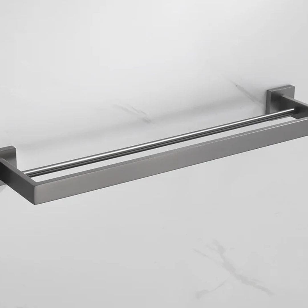 Conjunto Completo de Acessórios para Banheiro 5 Peças Inox - Toalheiro Grafite Escovado