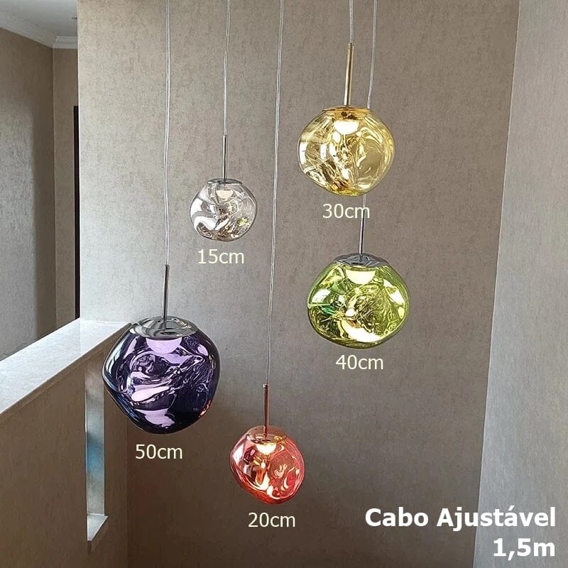 Conjunto Completo de Lustre Pendente Moderno Luxuoso em Lava Macaron Estilo Nórdico