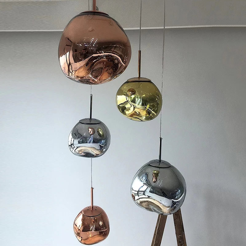 Conjunto Completo de Lustre Pendente Moderno Luxuoso em Lava Macaron Estilo Nórdico