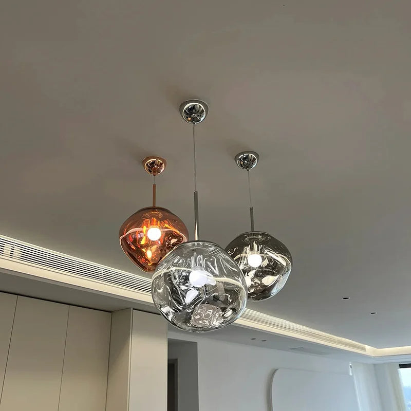 Conjunto Completo de Lustre Pendente Moderno Luxuoso em Lava Macaron Estilo Nórdico