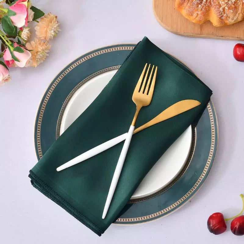 Conjunto de 12 Guardanapos de Tecido para Mesa Posta em Cetim