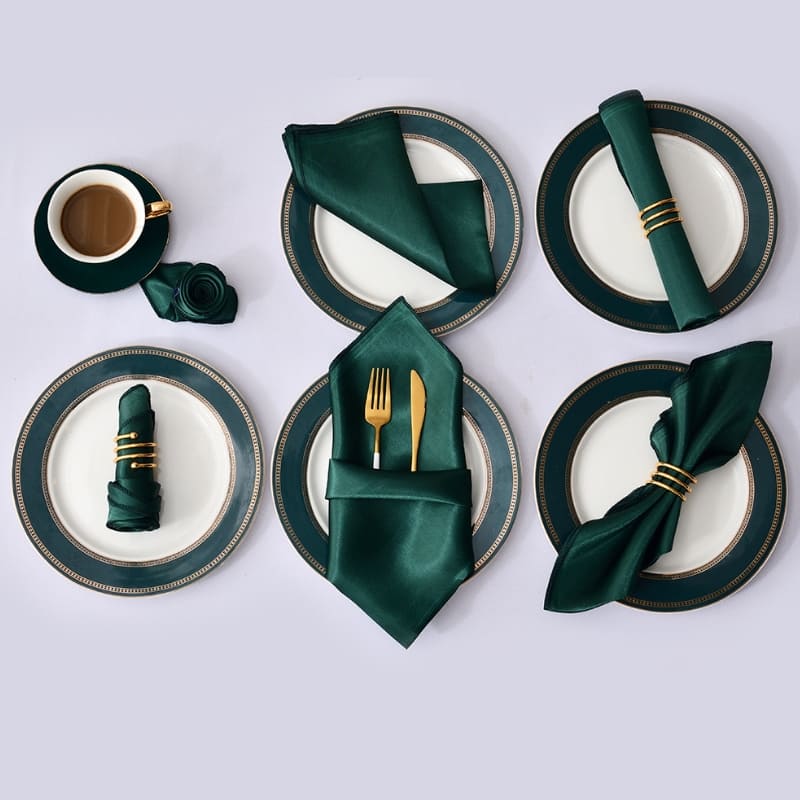 Conjunto de 12 Guardanapos de Tecido para Mesa Posta em Cetim