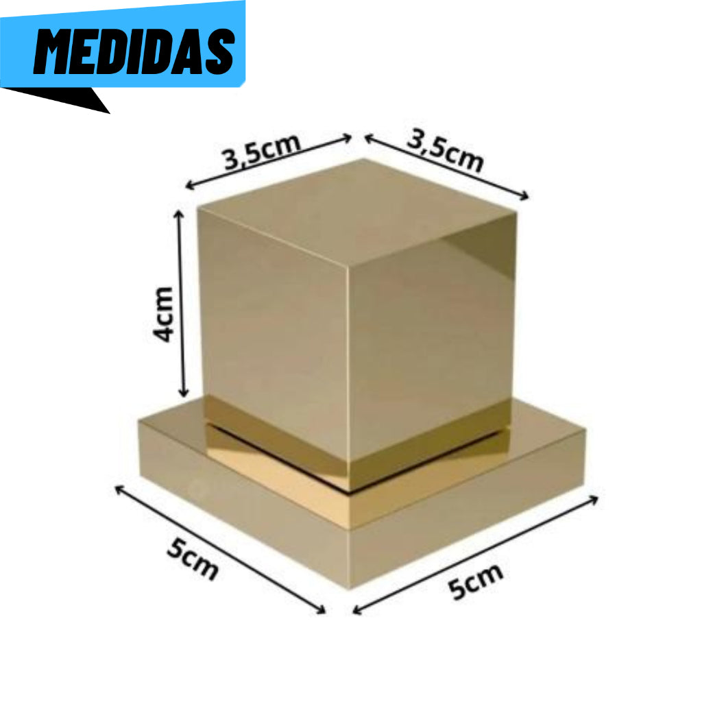 Conjunto de 2 Acabamentos Quadrados em Metal para Registro de Pressão - Acabamento Dourado