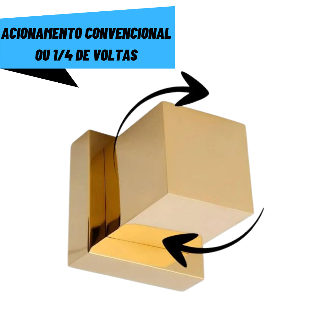 Conjunto de 2 Acabamentos Quadrados em Metal para Registro de Pressão - Acabamento Dourado