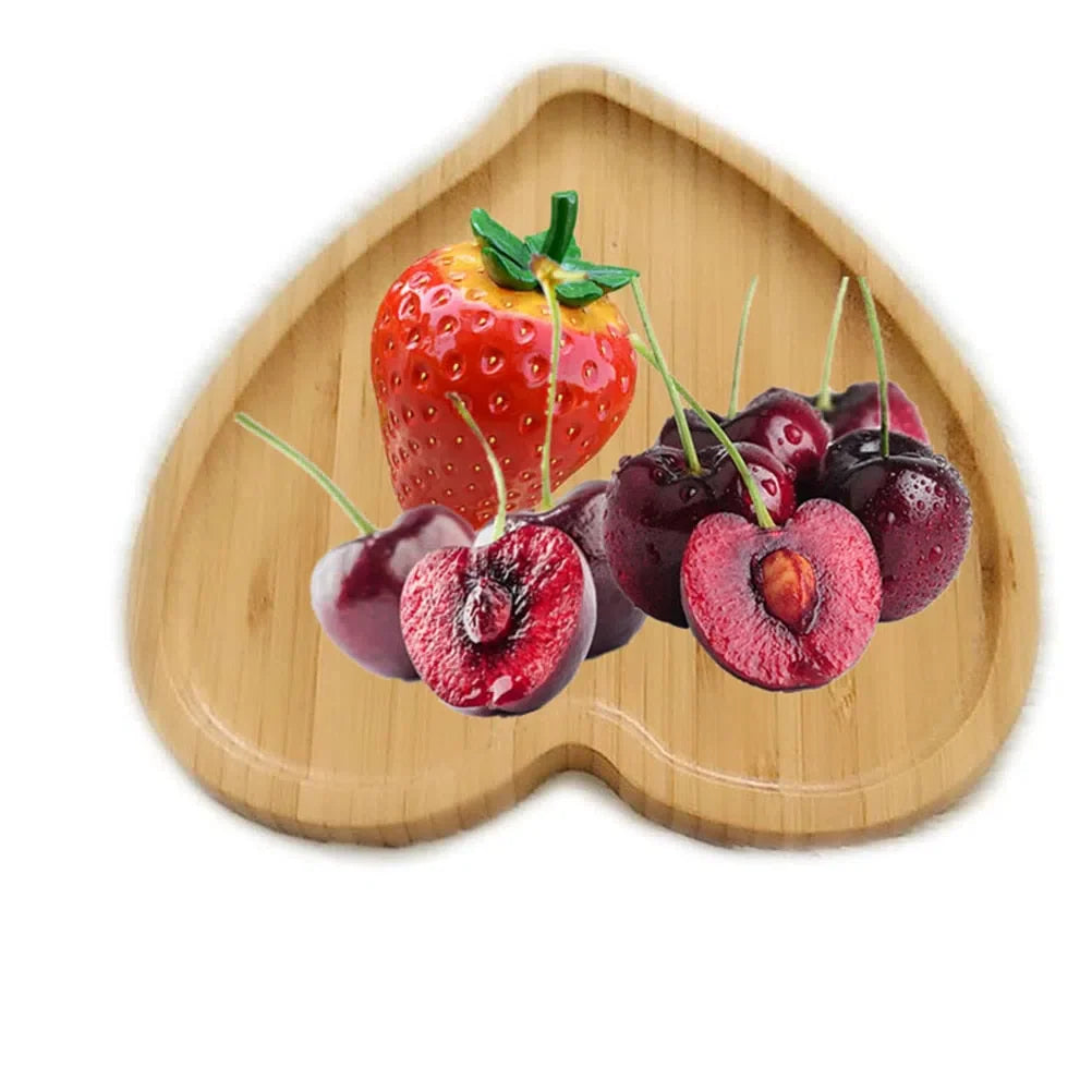 Conjunto de 2 Mini Bandejas de Bambu em Formato de Coração - Utensílios Decorativos