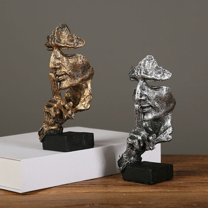 Conjunto de 3 Estatuetas Decorativas com Faces Abstratas