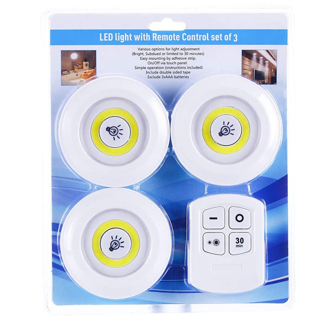 Conjunto de 3 Luminárias LED Sem Fio com Controle Remoto para Iluminação Prática