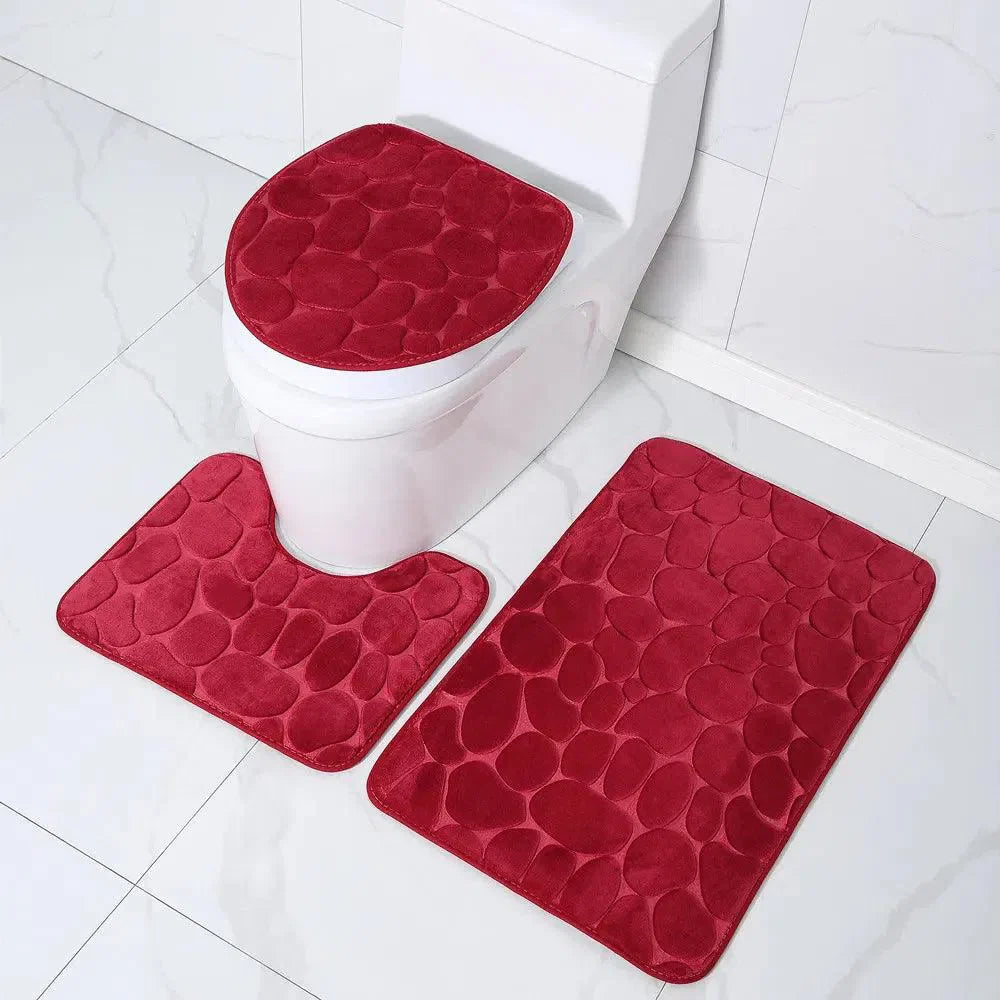 Conjunto de 3 Tapetes Antiderrapantes e Absorventes para Banheiro