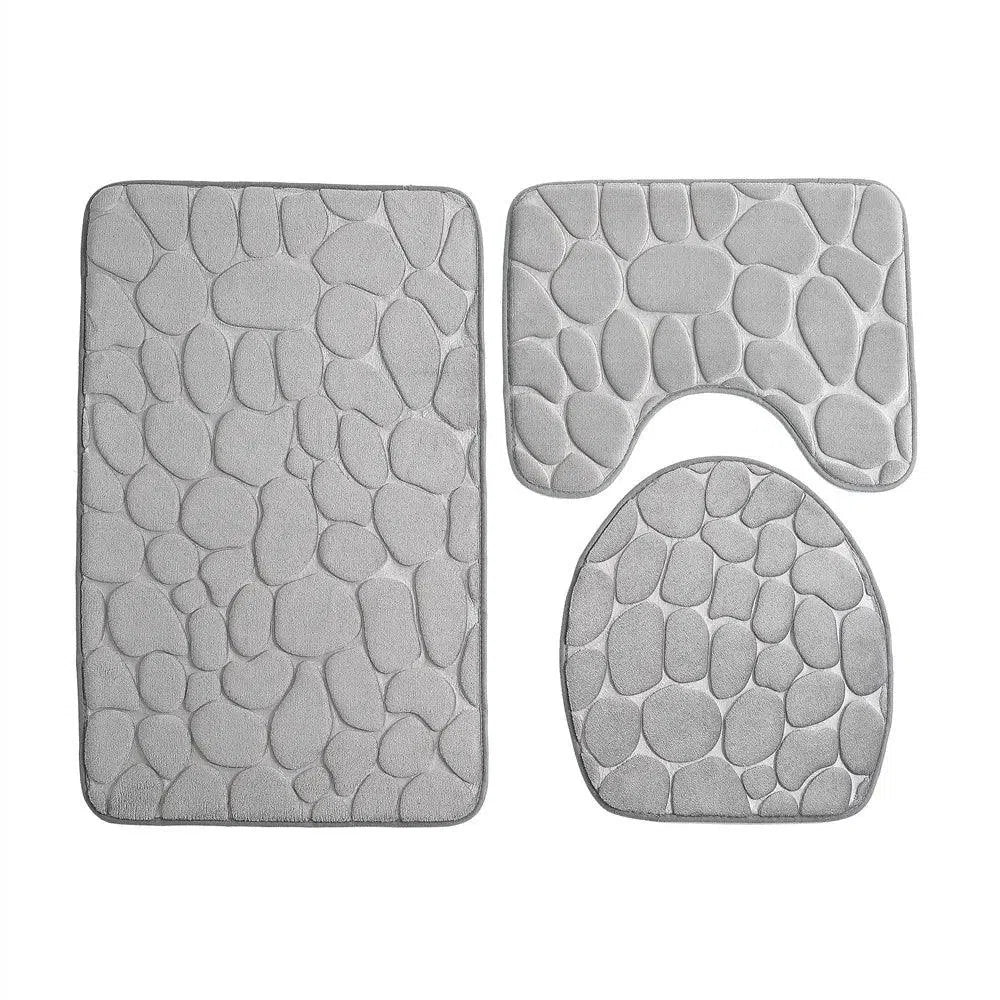 Conjunto de 3 Tapetes Antiderrapantes e Absorventes para Banheiro