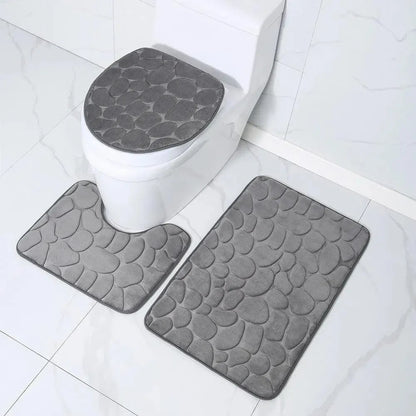 Conjunto de 3 Tapetes Antiderrapantes e Absorventes para Banheiro