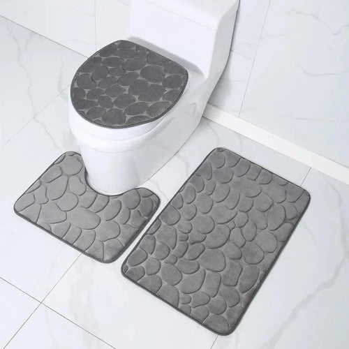 Conjunto de 3 Tapetes Antiderrapantes e Absorventes para Banheiro