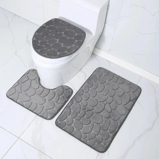 Conjunto de 3 Tapetes Antiderrapantes e Absorventes para Banheiro