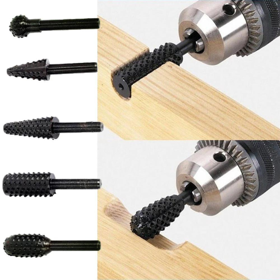 Conjunto de 5 Brocas Rotativas para Perfuração e Acabamento