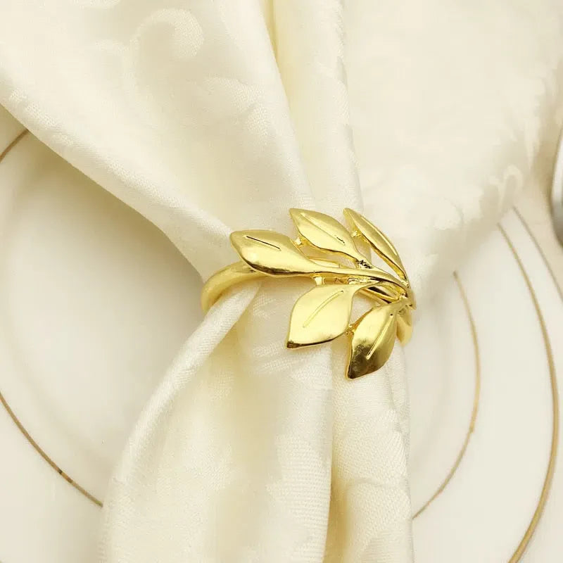 Conjunto de 6 Anéis Porta Guardanapo com Design de Ramo de Folhas