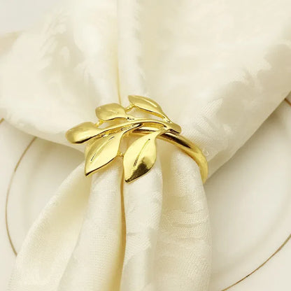 Conjunto de 6 Anéis Porta Guardanapo com Design de Ramo de Folhas