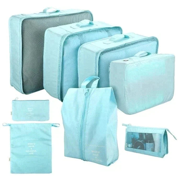 Conjunto de 8 Bolsas Organizadoras Impermeáveis para Viagem