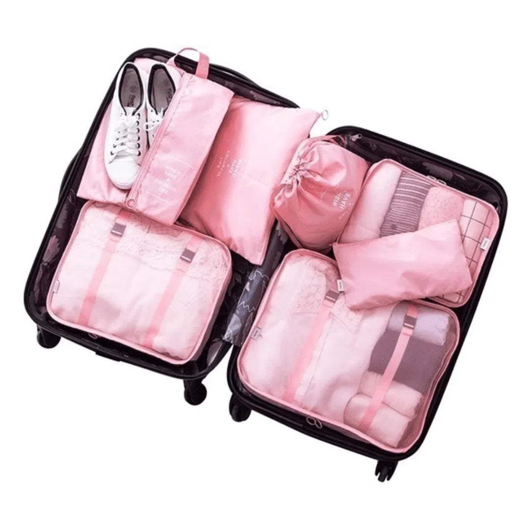 Conjunto de 8 Bolsas Organizadoras Impermeáveis para Viagem