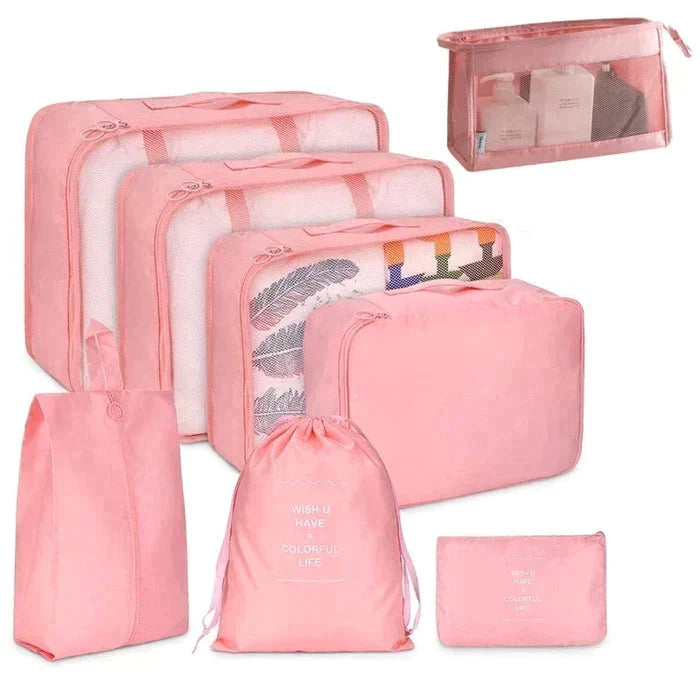 Conjunto de 8 Bolsas Organizadoras Impermeáveis para Viagem