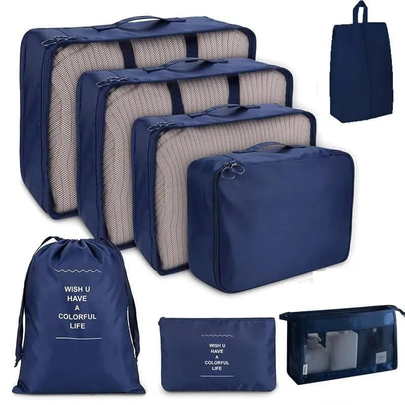 Conjunto de 8 Bolsas Organizadoras Impermeáveis para Viagem