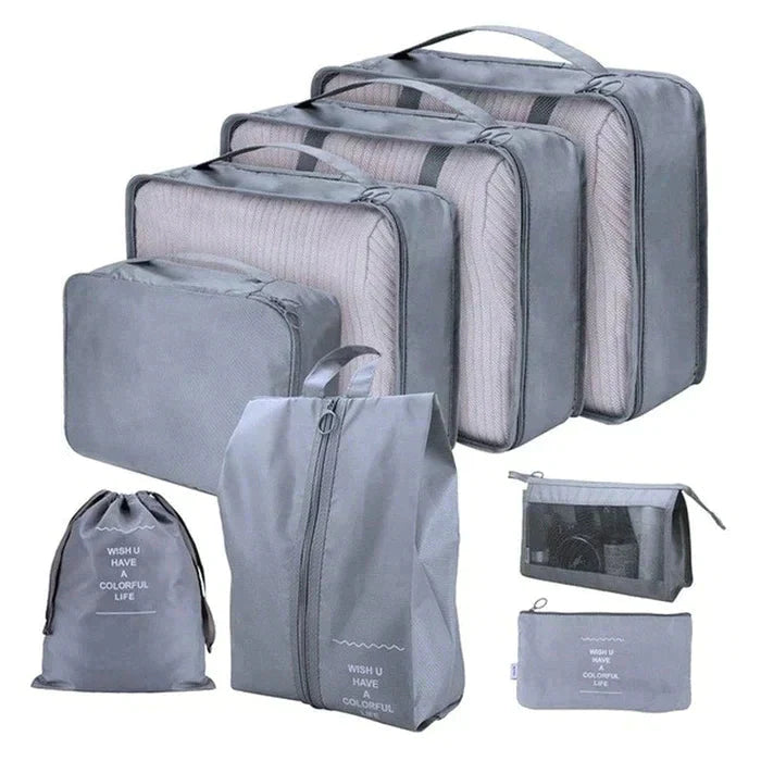 Conjunto de 8 Bolsas Organizadoras Impermeáveis para Viagem