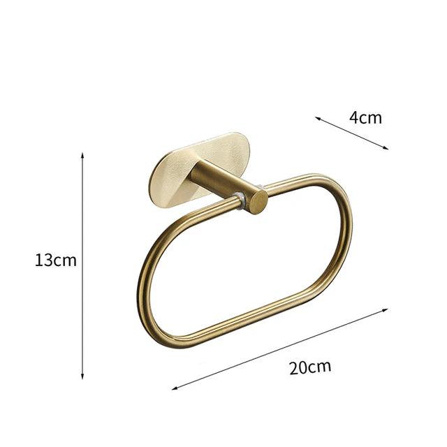 Conjunto de Acessórios para Banheiro 4 Peças Alto Adesivas Aço Inoxidável Escovado Dourado