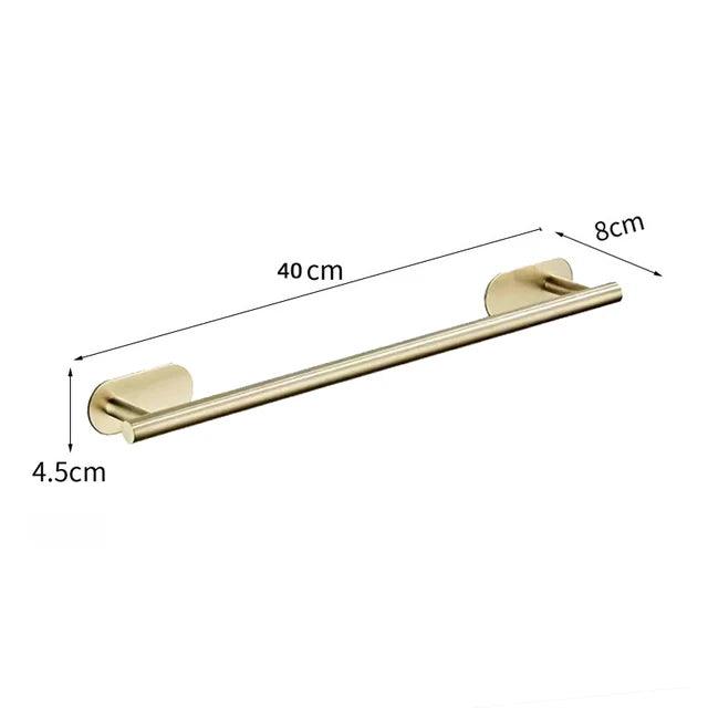 Conjunto de Acessórios para Banheiro 4 Peças Alto Adesivas Aço Inoxidável Escovado Dourado