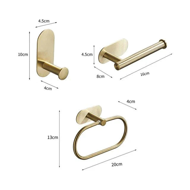 Conjunto de Acessórios para Banheiro 4 Peças Alto Adesivas Aço Inoxidável Escovado Dourado