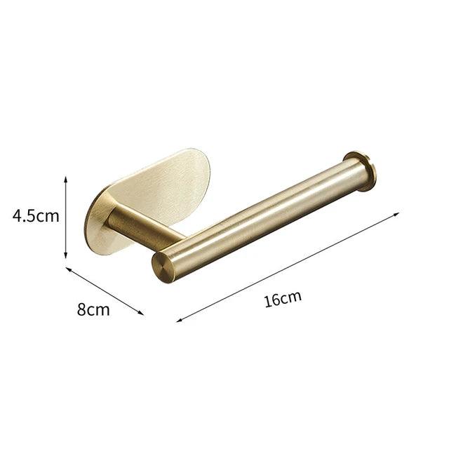Conjunto de Acessórios para Banheiro 4 Peças Alto Adesivas Aço Inoxidável Escovado Dourado