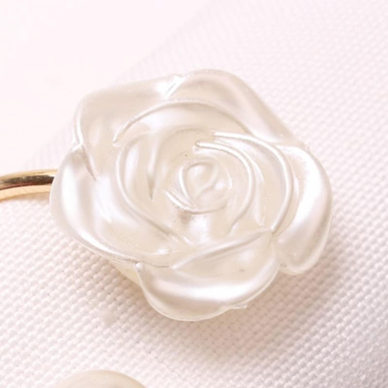 Conjunto de Anéis de Guardanapo de Tecido com Flor e Pérola - Acessórios para Mesa