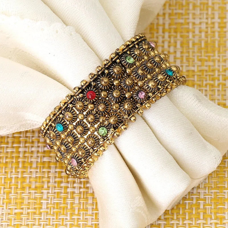Conjunto de Anéis para Guardanapo com Strass - 10 Peças Decorativas
