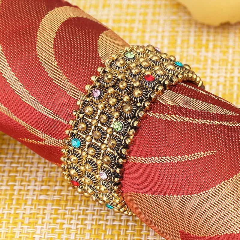 Conjunto de Anéis para Guardanapo com Strass - 10 Peças Decorativas