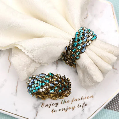 Conjunto de Anéis para Guardanapo com Strass - 10 Peças Decorativas