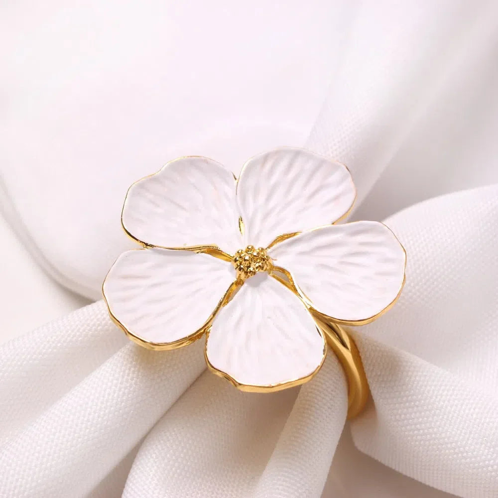 Conjunto de Anéis para Guardanapo em Formato de Flor - 6 Peças