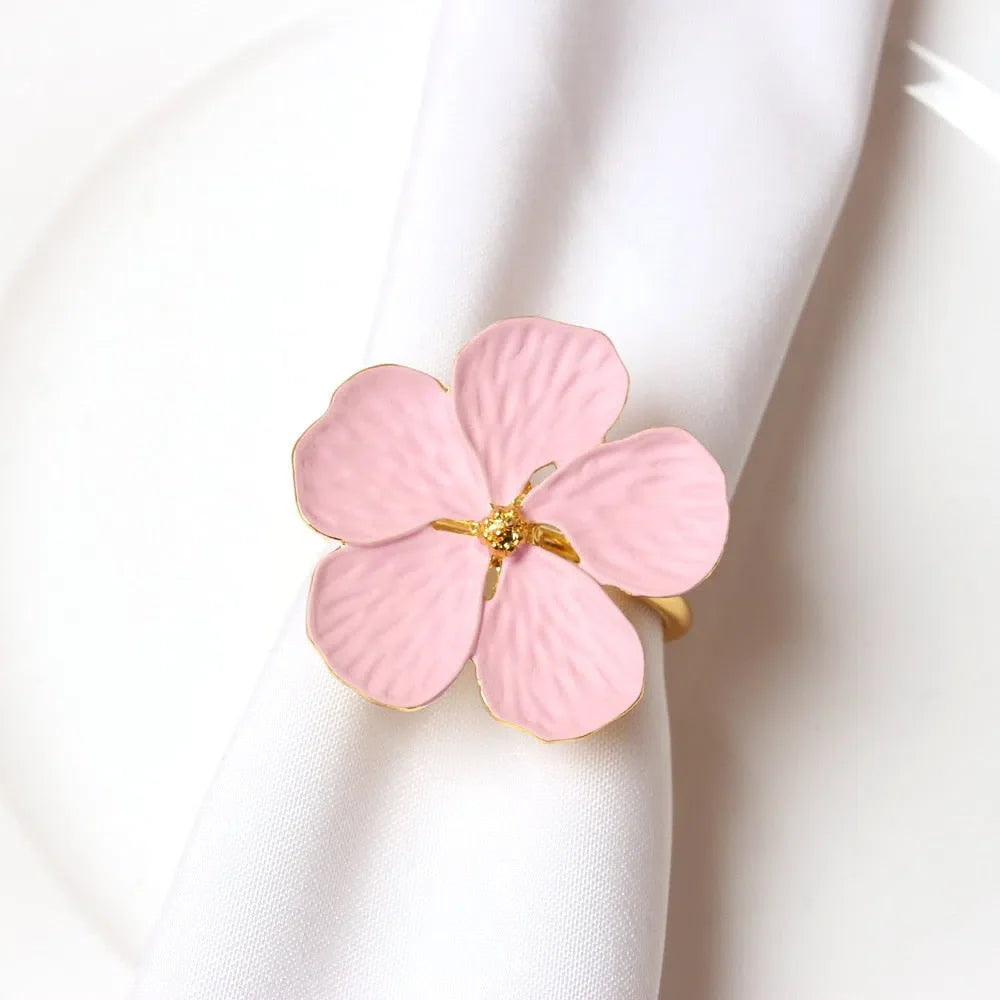 Conjunto de Anéis para Guardanapo em Formato de Flor - 6 Peças