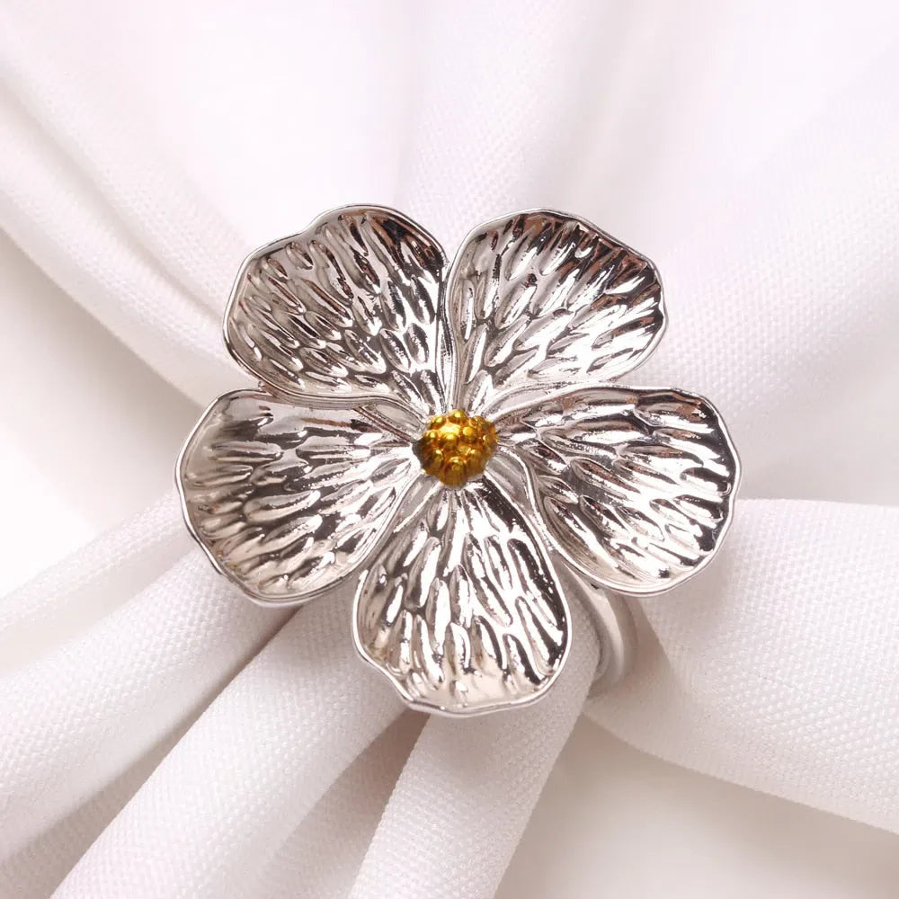 Conjunto de Anéis para Guardanapo em Formato de Flor - 6 Peças