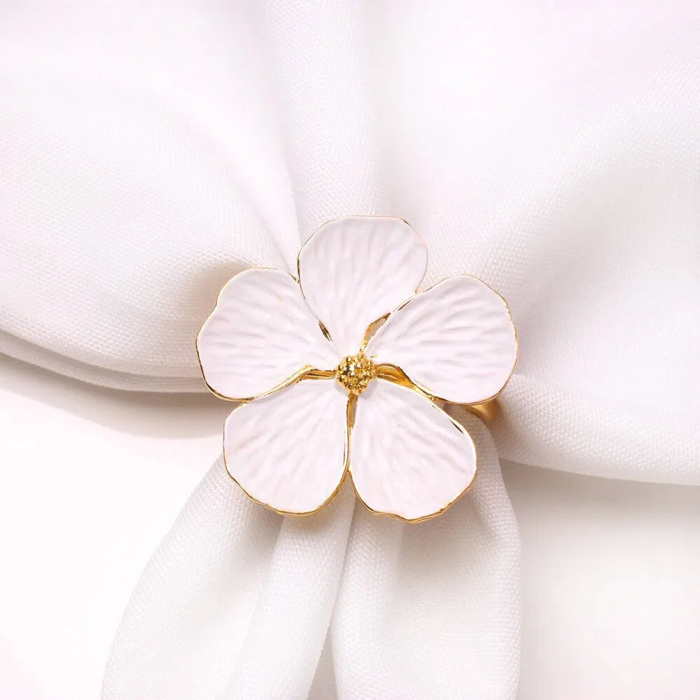 Conjunto de Anéis para Guardanapo em Formato de Flor - 6 Peças
