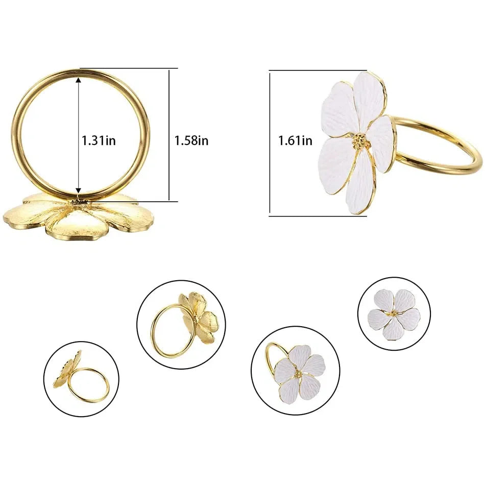 Conjunto de Anéis para Guardanapo em Formato de Flor - 6 Peças