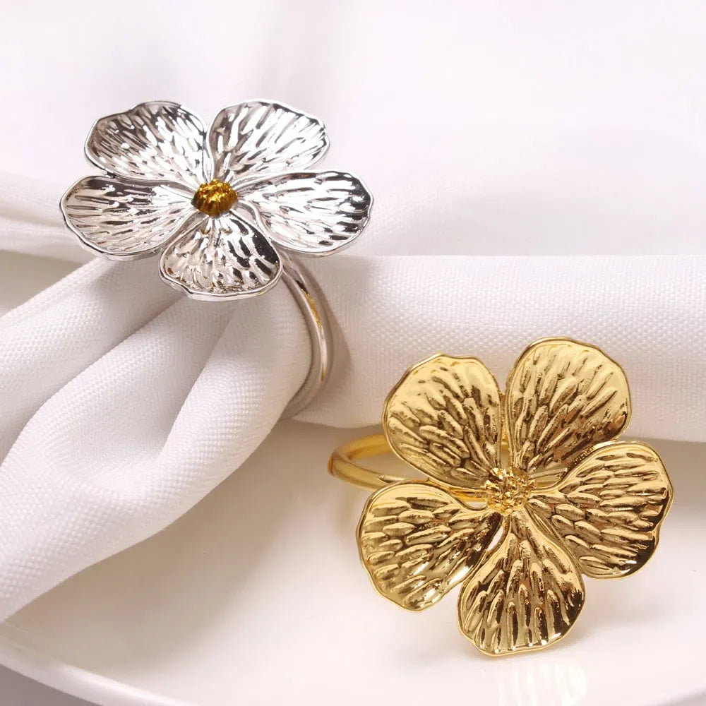 Conjunto de Anéis para Guardanapo em Formato de Flor - 6 Peças