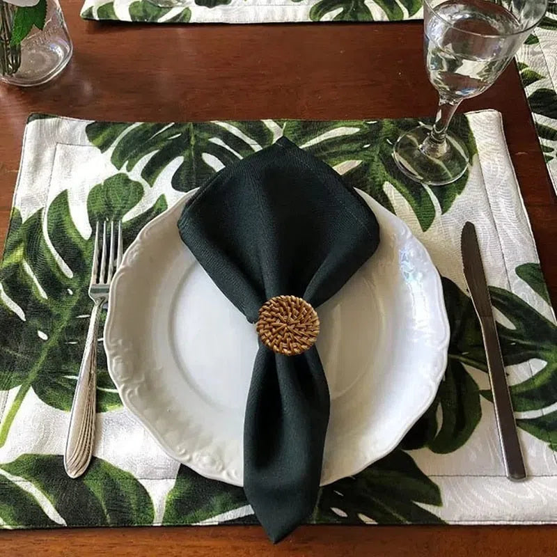 Conjunto de Anéis para Guardanapo em Rattan - 6 Peças