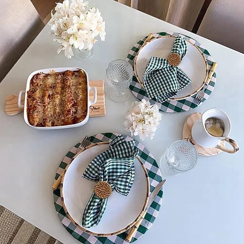 Conjunto de Anéis para Guardanapo em Rattan - 6 Peças