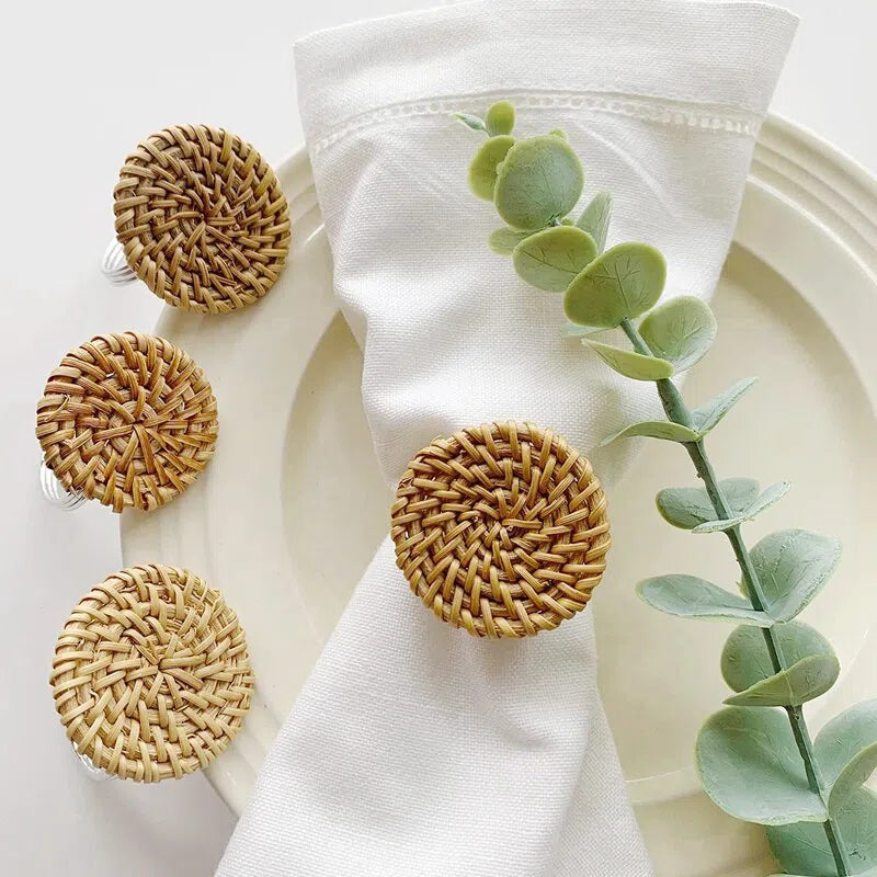 Conjunto de Anéis para Guardanapo em Rattan - 6 Peças