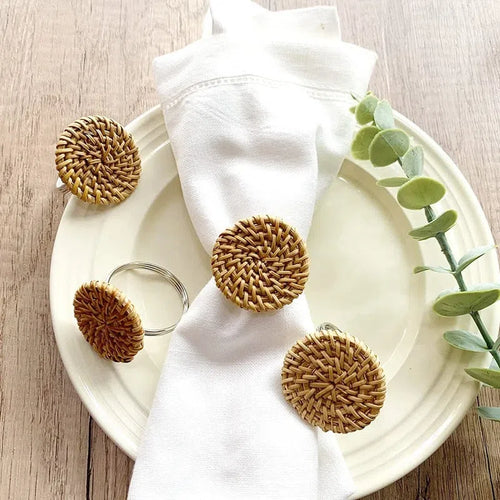 Conjunto de Anéis para Guardanapo em Rattan - 6 Peças