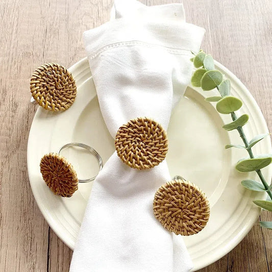 Conjunto de Anéis para Guardanapo em Rattan - 6 Peças