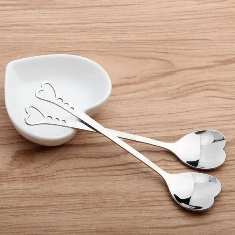 Conjunto de Colheres de Café em Formato de Coração - 10 Peças