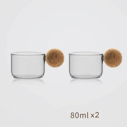 Conjunto de Copos de Vidro com Detalhe em Cortiça - 2 Peças de 80ml