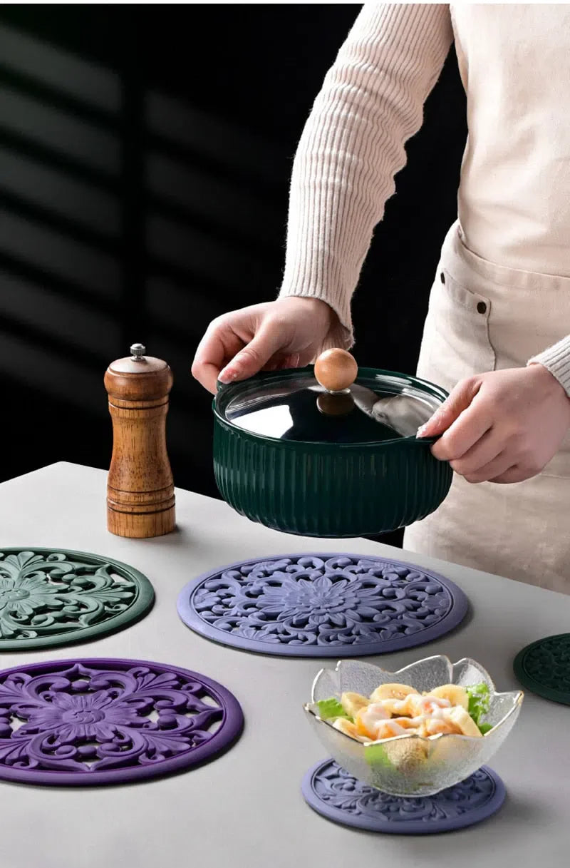 Conjunto de Descanso de Mesa em Silicone - 3 Peças para Cozinha e Mesa de Jantar