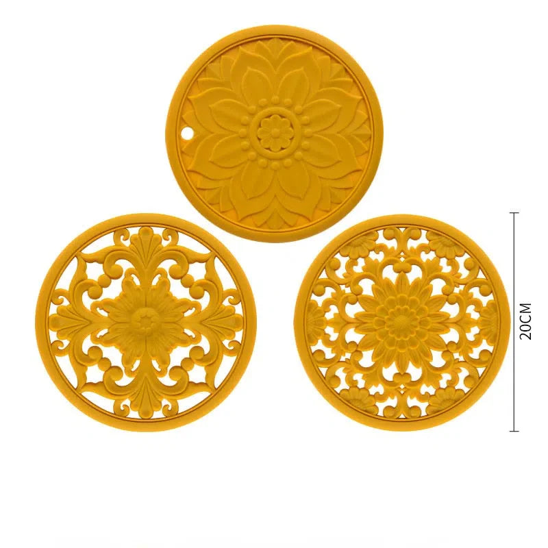 Conjunto de Descanso de Mesa em Silicone - 3 Peças para Cozinha e Mesa de Jantar