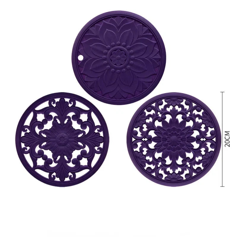 Conjunto de Descanso de Mesa em Silicone - 3 Peças para Cozinha e Mesa de Jantar